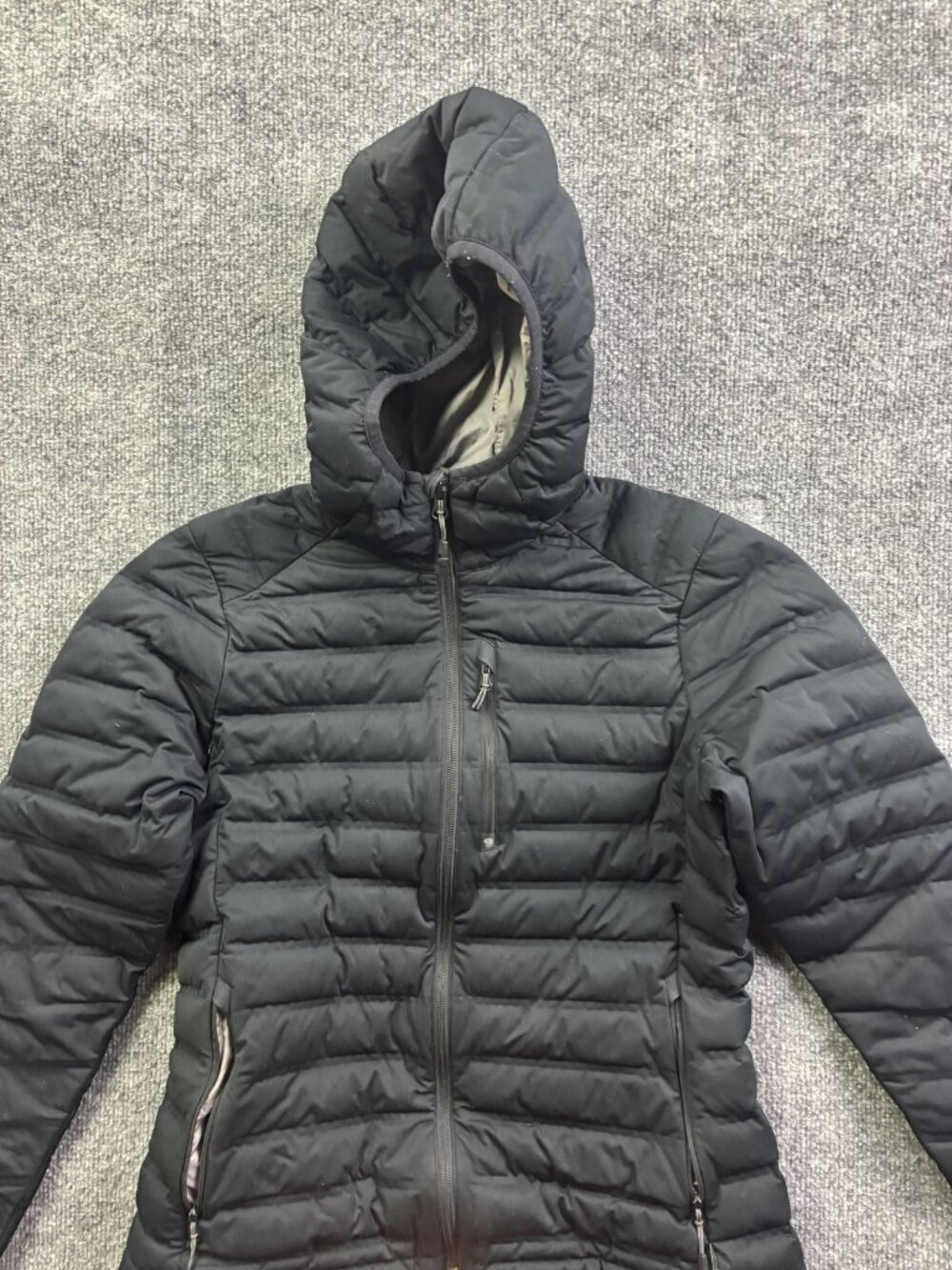Mountain Hardwear StretchDown Jacket Womens Small Black Hooded Down Puffer